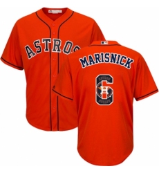 Men's Majestic Houston Astros #6 Jake Marisnick Authentic Orange Team Logo Fashion Cool Base MLB Jersey