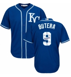 Men's Majestic Kansas City Royals #9 Drew Butera Blue Authentic Blue Team Logo Fashion Cool Base MLB Jersey