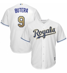 Men's Majestic Kansas City Royals #9 Drew Butera Replica White Home Cool Base MLB Jersey