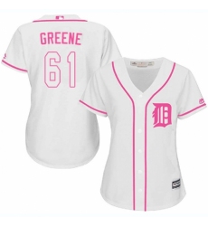 Women's Majestic Detroit Tigers #61 Shane Greene Authentic White Fashion Cool Base MLB Jersey