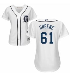 Women's Majestic Detroit Tigers #61 Shane Greene Replica White Home Cool Base MLB Jersey