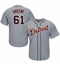 Youth Majestic Detroit Tigers #61 Shane Greene Authentic Grey Road Cool Base MLB Jersey