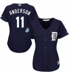 Women's Majestic Detroit Tigers #11 Sparky Anderson Replica Navy Blue Alternate Cool Base MLB Jersey