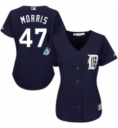 Women's Majestic Detroit Tigers #47 Jack Morris Authentic Navy Blue Alternate Cool Base MLB Jersey