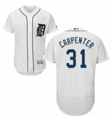 Men's Majestic Detroit Tigers #31 Ryan Carpenter White Home Flex Base Authentic Collection MLB Jersey