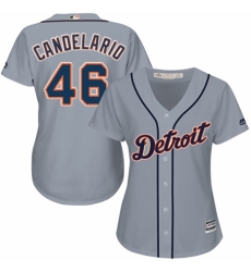 Women's Majestic Detroit Tigers #46 Jeimer Candelario Authentic Grey Road Cool Base MLB Jersey