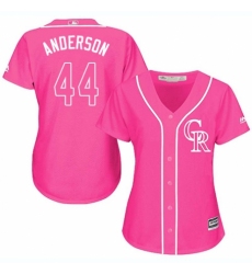 Women's Majestic Colorado Rockies #44 Tyler Anderson Replica Pink Fashion Cool Base MLB Jersey