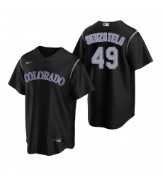 Men's Nike Colorado Rockies #49 Antonio Senzatela Black Alternate Stitched Baseball Jersey