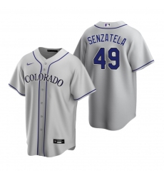 Men's Nike Colorado Rockies #49 Antonio Senzatela Gray Road Stitched Baseball Jersey