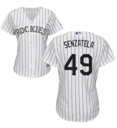 Women's Majestic Colorado Rockies #49 Antonio Senzatela Replica White Home Cool Base MLB Jersey