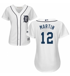 Women's Majestic Detroit Tigers #12 Leonys Martin Authentic White Home Cool Base MLB Jersey