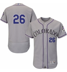Men's Majestic Colorado Rockies #26 David Dahl Grey Road Flex Base Authentic Collection MLB Jersey