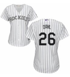 Women's Majestic Colorado Rockies #26 David Dahl Authentic White Home Cool Base MLB Jersey