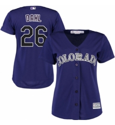 Women's Majestic Colorado Rockies #26 David Dahl Replica Purple Alternate 1 Cool Base MLB Jersey