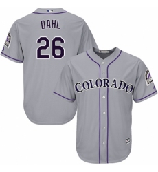 Youth Majestic Colorado Rockies #26 David Dahl Authentic Grey Road Cool Base MLB Jersey