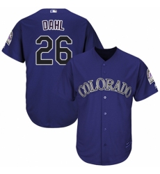Youth Majestic Colorado Rockies #26 David Dahl Authentic Purple Alternate 1 Cool Base MLB Jersey