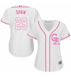 Women's Majestic Colorado Rockies #29 Bryan Shaw Authentic White Fashion Cool Base MLB Jersey