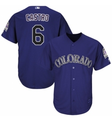 Youth Majestic Colorado Rockies #6 Daniel Castro Authentic Purple Alternate 1 Cool Base MLB Jersey