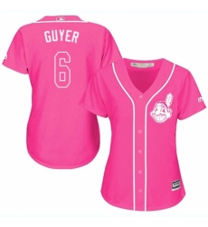 Women's Majestic Cleveland Indians #6 Brandon Guyer Replica Pink Fashion Cool Base MLB Jersey