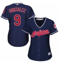 Women's Majestic Cleveland Indians #9 Erik Gonzalez Authentic Navy Blue Alternate 1 Cool Base MLB Jersey