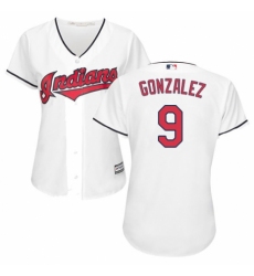 Women's Majestic Cleveland Indians #9 Erik Gonzalez Authentic White Home Cool Base MLB Jersey