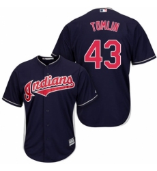 Men's Majestic Cleveland Indians #43 Josh Tomlin Replica Navy Blue Alternate 1 Cool Base MLB Jersey