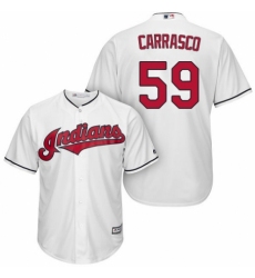 Youth Majestic Cleveland Indians #59 Carlos Carrasco Replica White Home Cool Base MLB Jersey