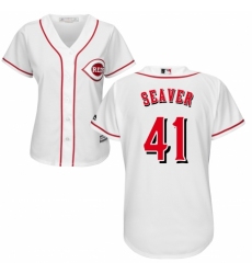 Women's Majestic Cincinnati Reds #41 Tom Seaver Replica White Home Cool Base MLB Jersey