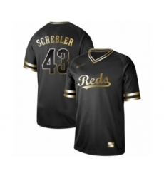 Men's Cincinnati Reds #43 Scott Schebler Authentic Black Gold Fashion Baseball Jersey