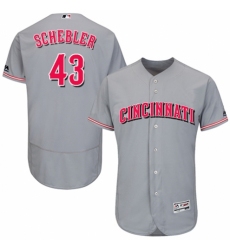 Men's Majestic Cincinnati Reds #43 Scott Schebler Grey Road Flex Base Authentic Collection MLB Jersey