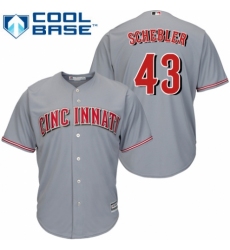 Men's Majestic Cincinnati Reds #43 Scott Schebler Replica Grey Road Cool Base MLB Jersey