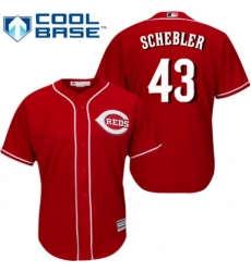 Youth Majestic Cincinnati Reds #43 Scott Schebler Authentic Red Alternate Cool Base MLB Jersey
