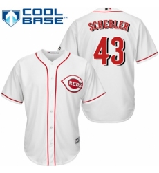 Youth Majestic Cincinnati Reds #43 Scott Schebler Replica White Home Cool Base MLB Jersey