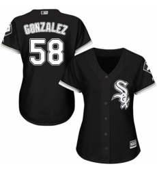 Women's Majestic Chicago White Sox #58 Miguel Gonzalez Authentic Black Alternate Home Cool Base MLB Jersey