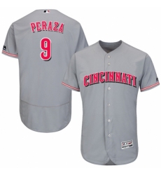Men's Majestic Cincinnati Reds #9 Jose Peraza Grey Road Flex Base Authentic Collection MLB Jersey
