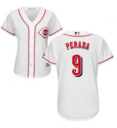 Women's Majestic Cincinnati Reds #9 Jose Peraza Authentic White Home Cool Base MLB Jersey