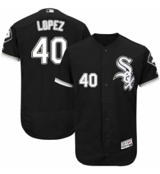 Men's Majestic Chicago White Sox #40 Reynaldo Lopez Black Alternate Flex Base Authentic Collection MLB Jersey