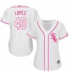 Women's Majestic Chicago White Sox #40 Reynaldo Lopez Authentic White Fashion Cool Base MLB Jersey