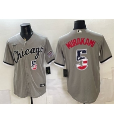 Men's Chicago White Sox #5 Munetaka Murakami Gray 2026 USA 250 Fourth of July Stitched Baseball Jersey