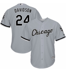 Youth Majestic Chicago White Sox #24 Matt Davidson Replica Grey Road Cool Base MLB Jersey