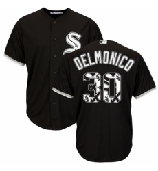 Men's Majestic Chicago White Sox #30 Nicky Delmonico Authentic Black Team Logo Fashion Cool Base MLB Jersey