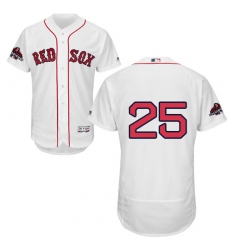 Men's Majestic Boston Red Sox #25 Tony Conigliaro White Home Flex Base Authentic Collection 2018 World Series Champions MLB Jersey