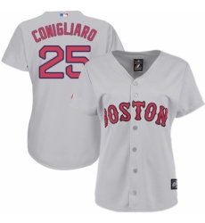 Women's Majestic Boston Red Sox #25 Tony Conigliaro Authentic Grey Road MLB Jersey