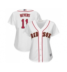 Women's Boston Red Sox #11 Rafael Devers Authentic White 2019 Gold Program Cool Base Baseball Jersey