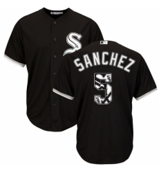 Men's Majestic Chicago White Sox #5 Yolmer Sanchez Authentic Black Team Logo Fashion Cool Base MLB Jersey