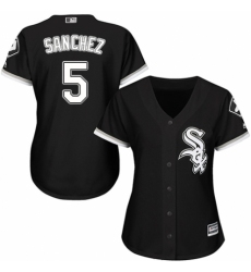 Women's Majestic Chicago White Sox #5 Yolmer Sanchez Authentic Black Alternate Home Cool Base MLB Jersey