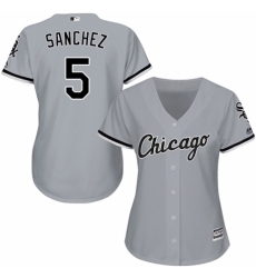 Women's Majestic Chicago White Sox #5 Yolmer Sanchez Replica Grey Road Cool Base MLB Jersey