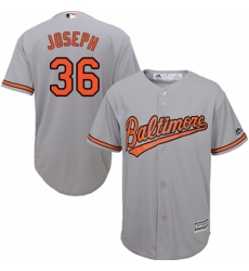 Youth Majestic Baltimore Orioles #36 Caleb Joseph Replica Grey Road Cool Base MLB Jersey