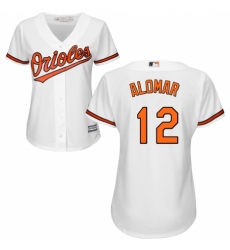 Women's Majestic Baltimore Orioles #12 Roberto Alomar Replica White Home Cool Base MLB Jersey