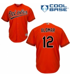 Youth Majestic Baltimore Orioles #12 Roberto Alomar Authentic Orange Alternate Cool Base MLB Jersey